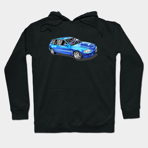 CIVIC BLUE CAR Hoodie by AMOS_STUDIO